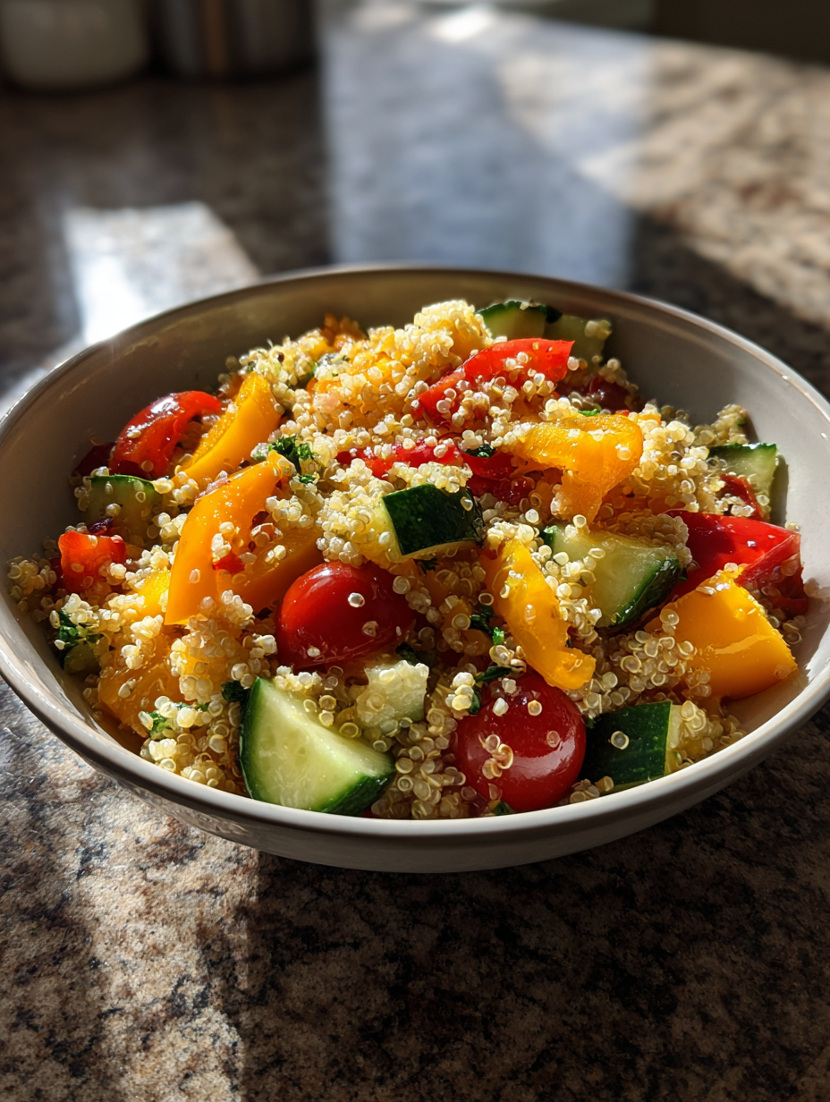 fit przepisy: prosta sałatka z quinoa i warzywami na lunch